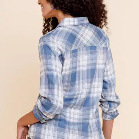 Francesca's - Isabel Plaid Button Down Top Long Sleeve - Large - Picture 2 of 6